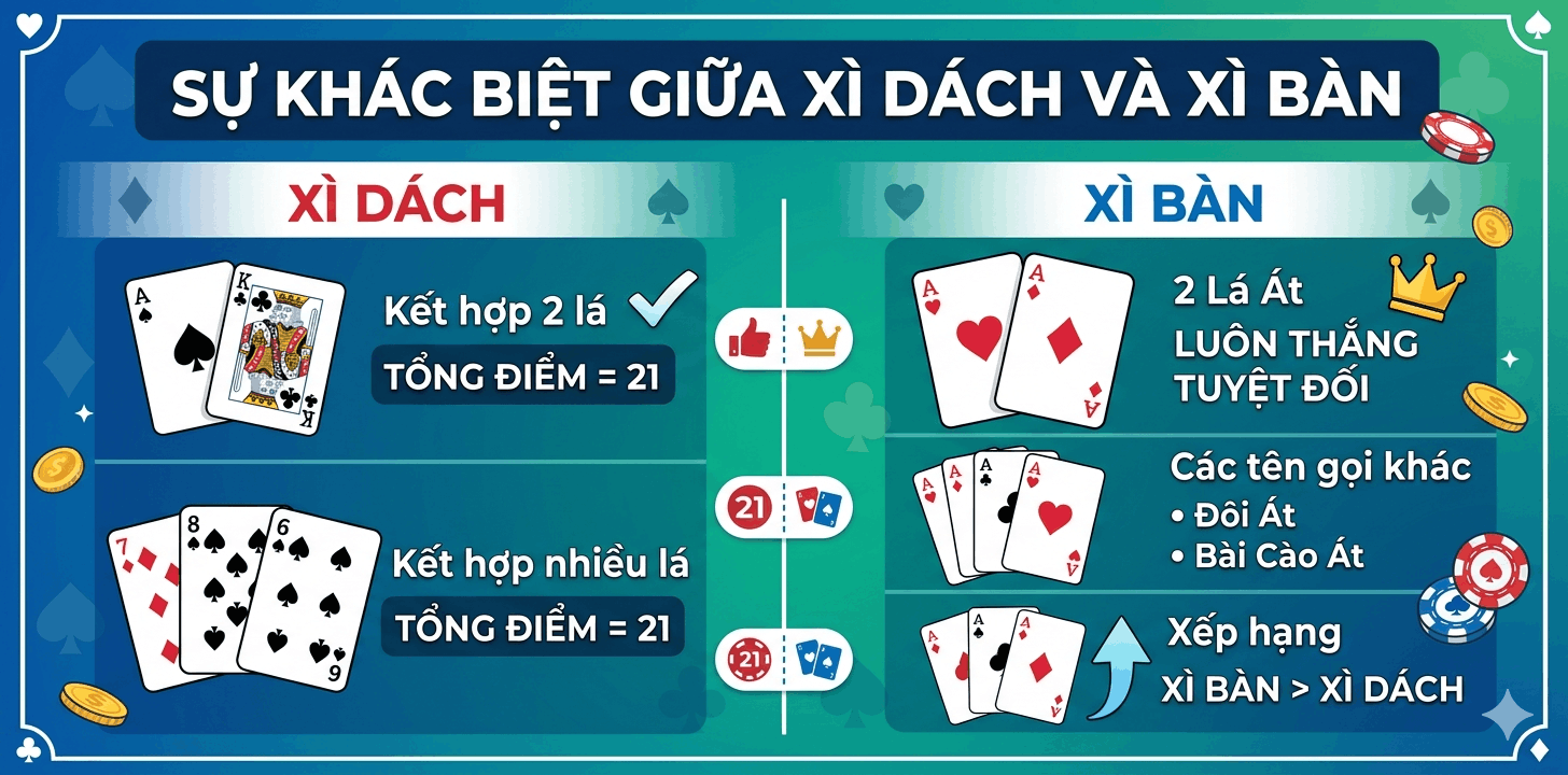 Giải mã sự khác biệt giữa Xì Dách và Xì Bàn